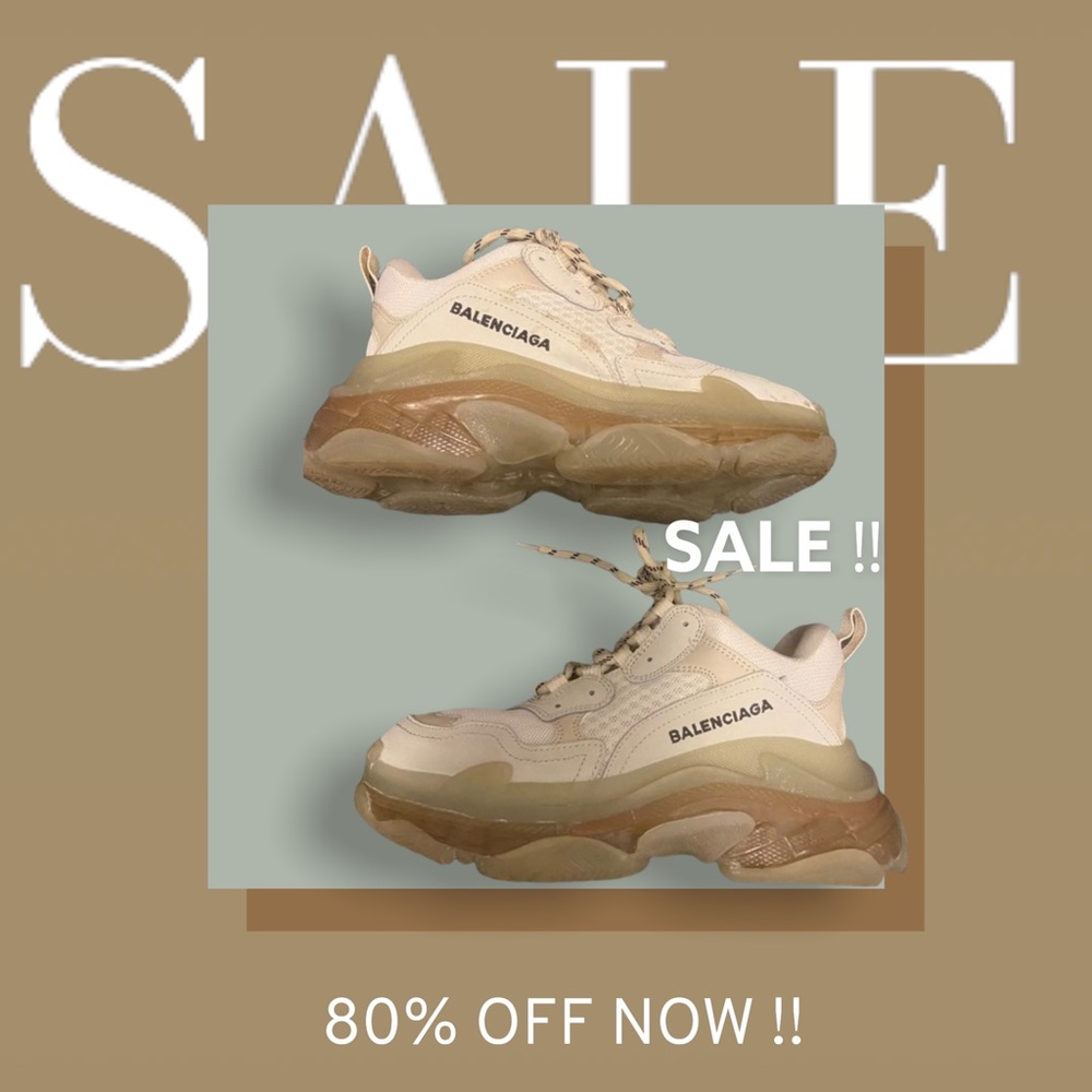 Balenciaga Triple S Clear Sole Beige Tan Brown Size 36 *SALE!!* FAST SHIPPING